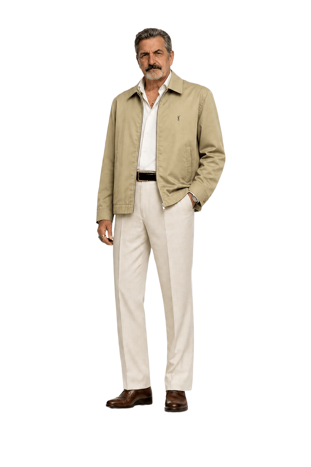1980s Beige Cotton Blend Jacket - Model