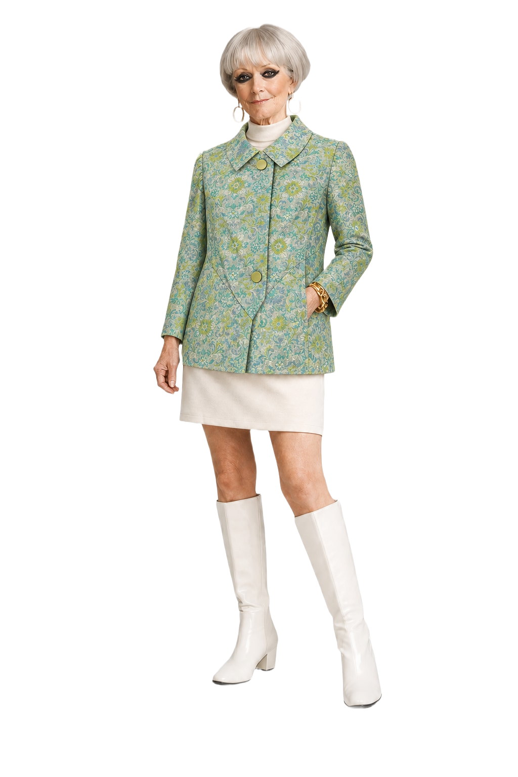 1960s Green Silk Jacket - Model