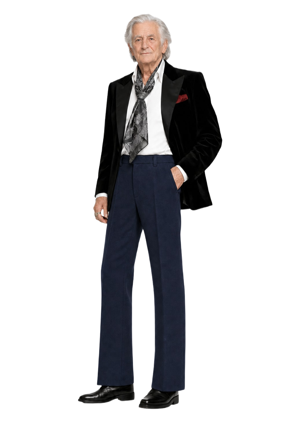 1970s Navy Wool Blend Trousers - Model