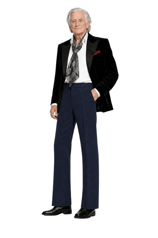 1970s Navy Wool Blend Trousers - Model