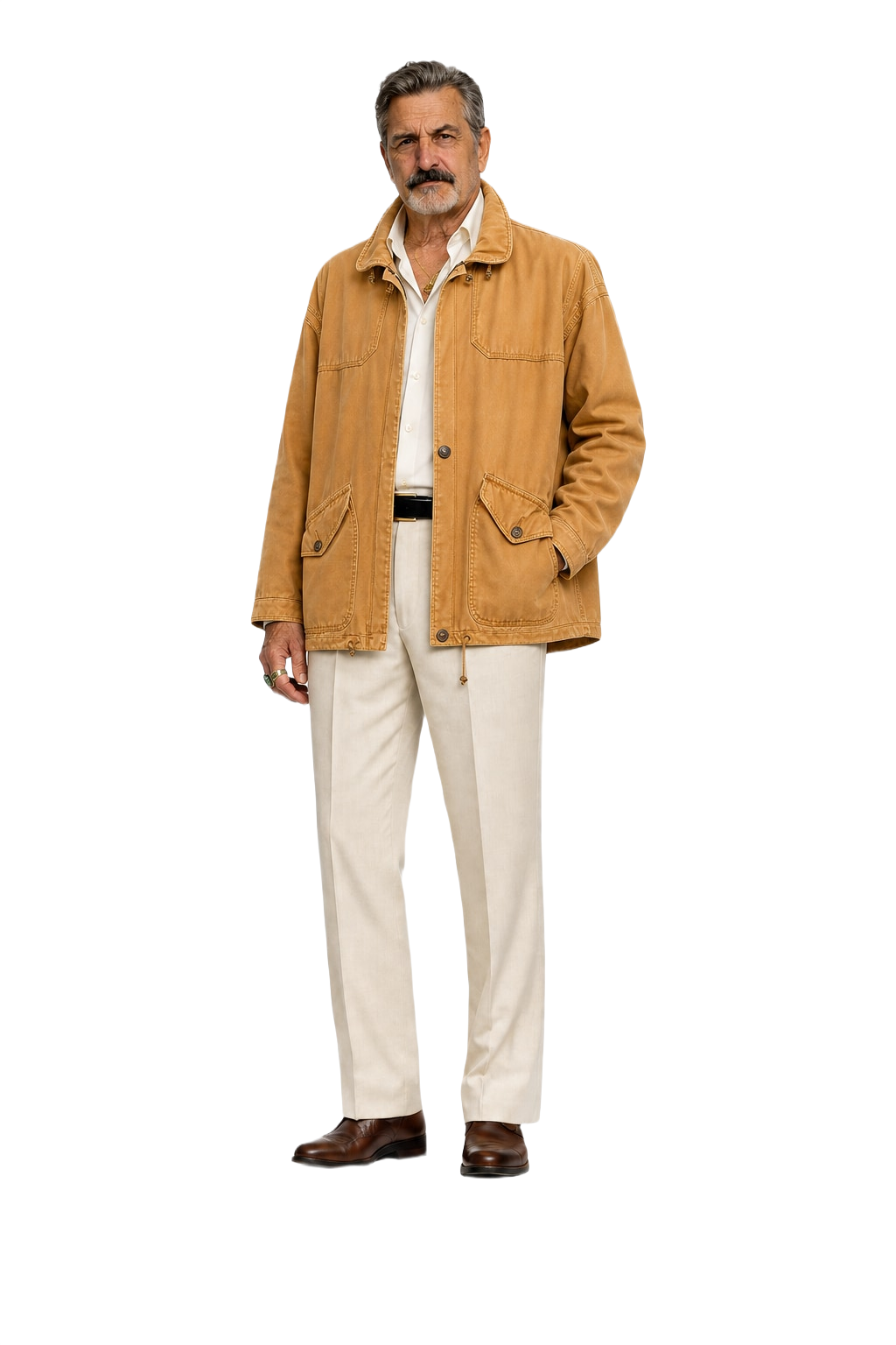 1980s Tan Cotton Jacket - Model