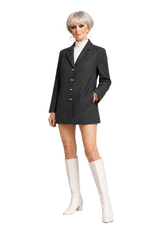 1960s Black Wool Blend Blazer - Model