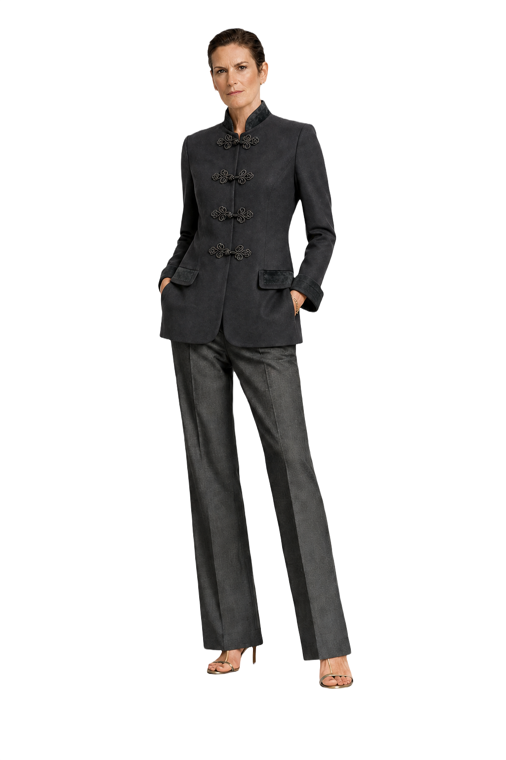 1990s Black Wool Blend Jacket - Model