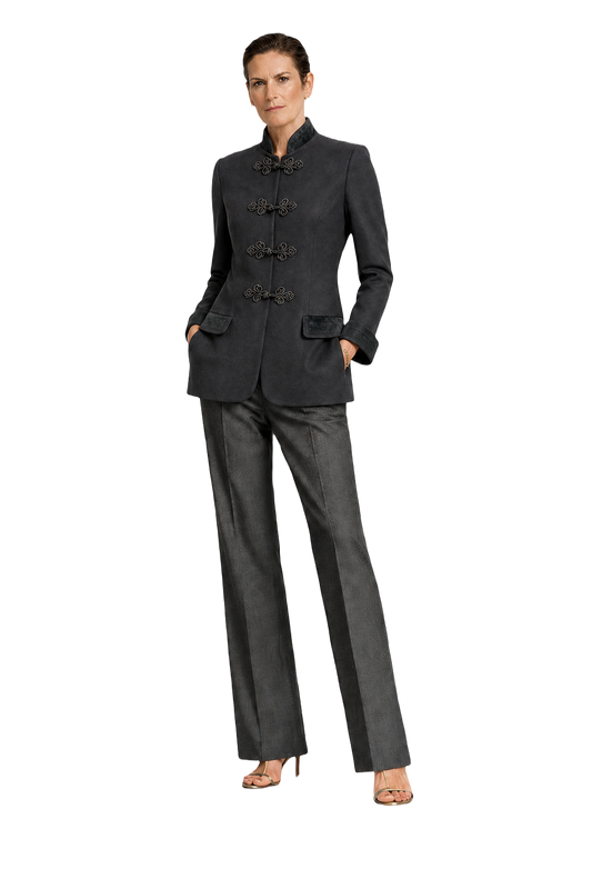 1990s Black Wool Blend Jacket - Model