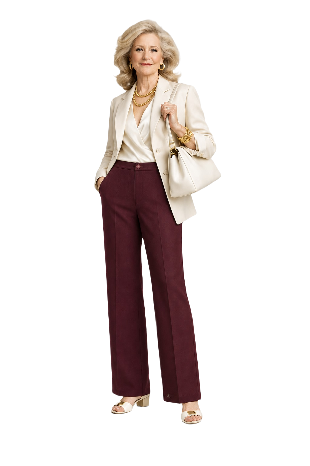 1970s Deep Burgundy Wool Trousers - Model