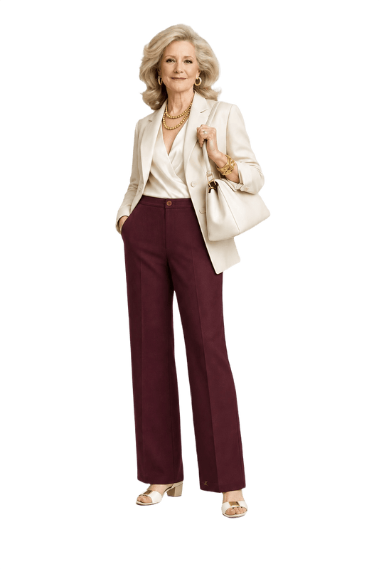 1970s Deep Burgundy Wool Trousers - Model