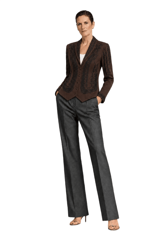1990s Dark Brown Synthetic Blend Jacket - Model
