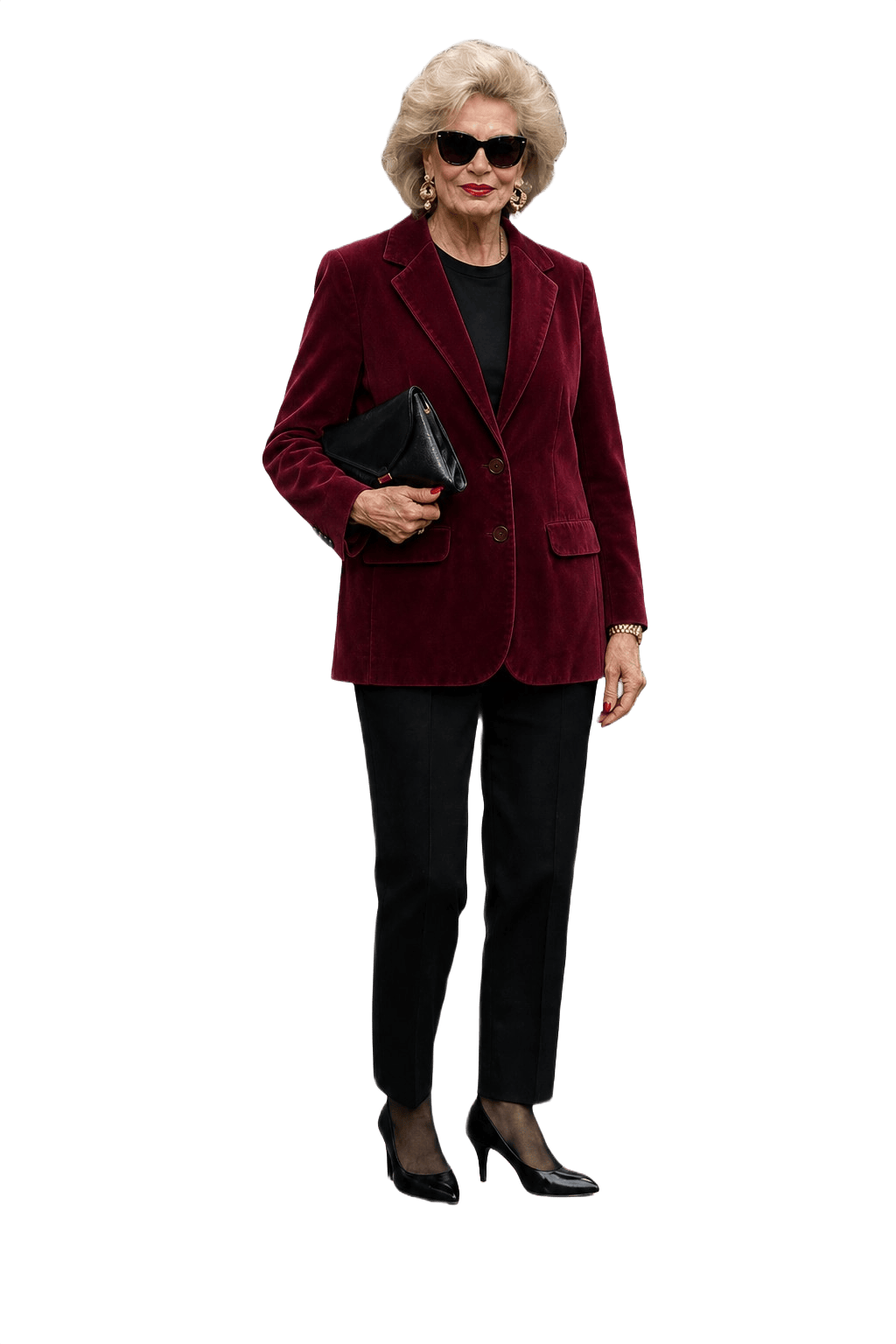 1980s Burgundy Velvet Blazer - Model