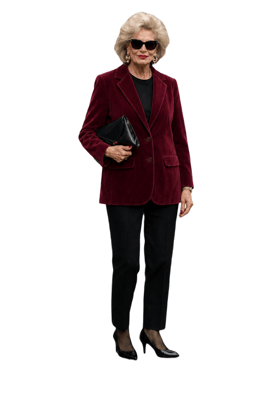 1980s Burgundy Velvet Blazer - Model