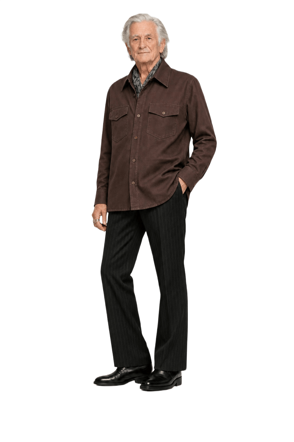 1970s Brown Cotton Shirt - Model