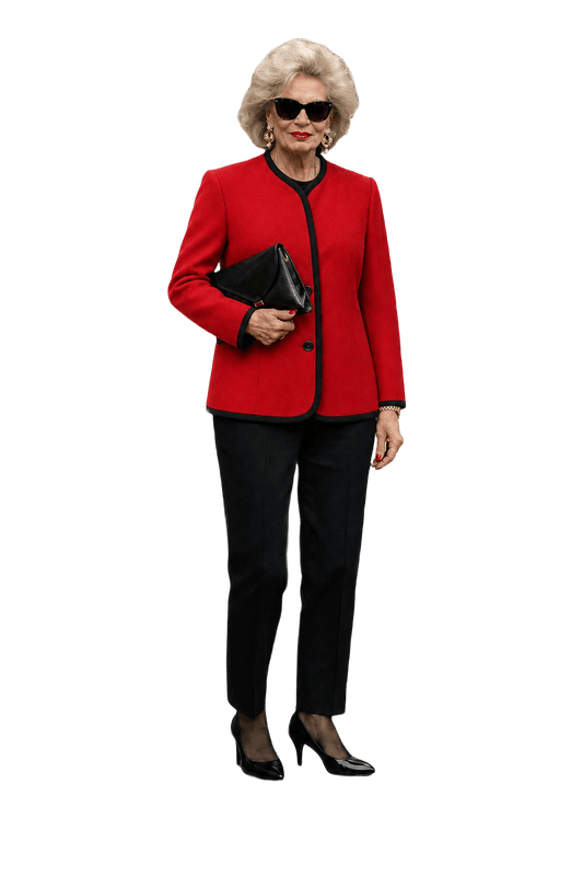 1980s Red Wool Jacket - Model