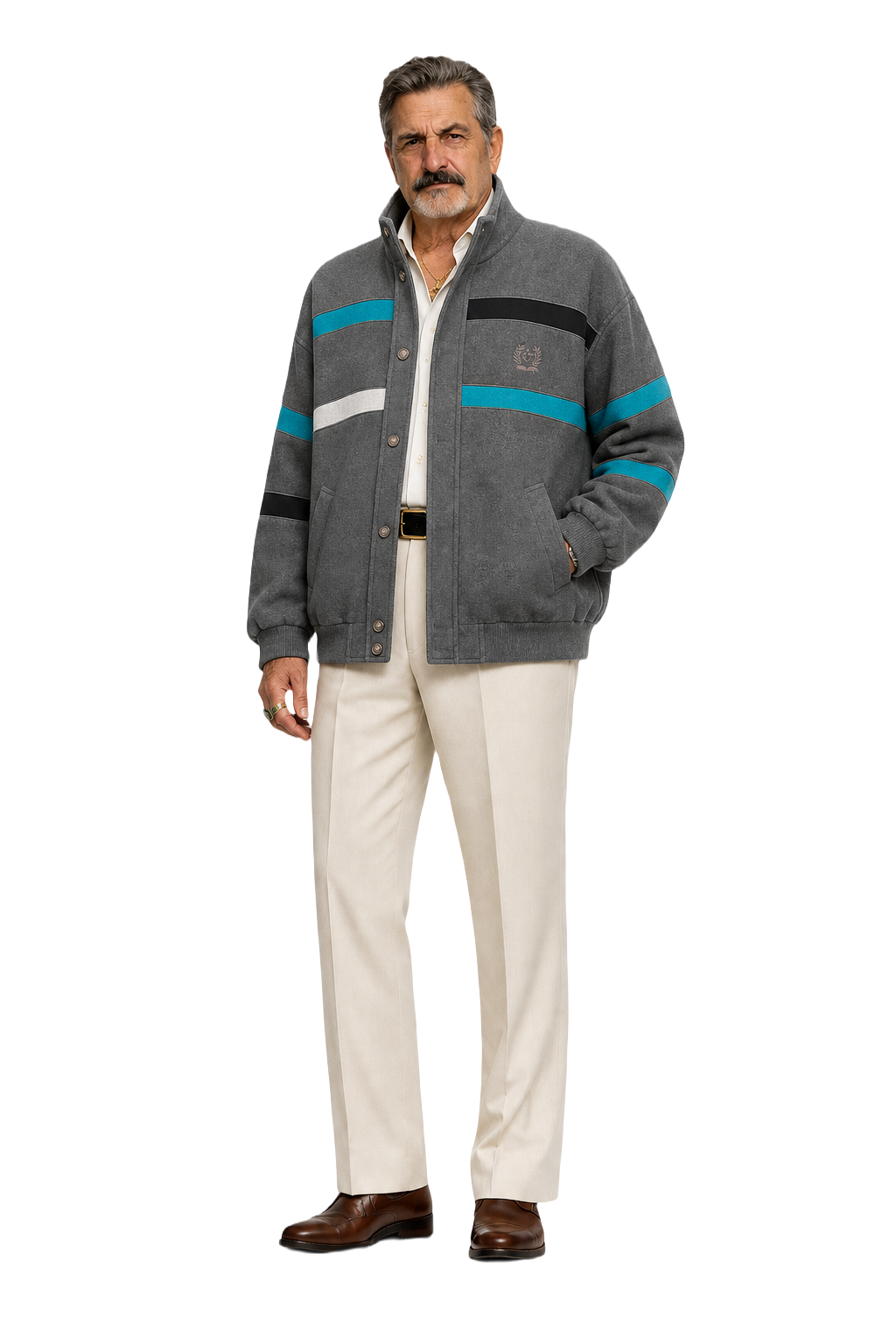 1980s Heather Gray Cotton Blend Jacket - Model