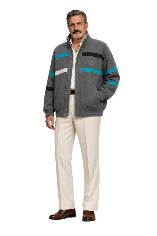 1980s Heather Gray Cotton Blend Jacket - Model