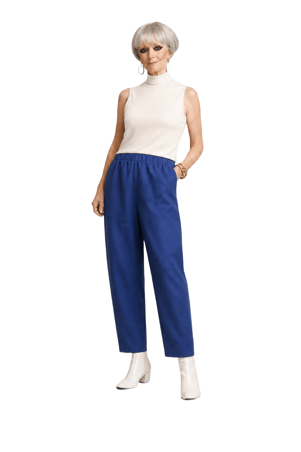 1960s Royal Blue Smooth Trousers - Model