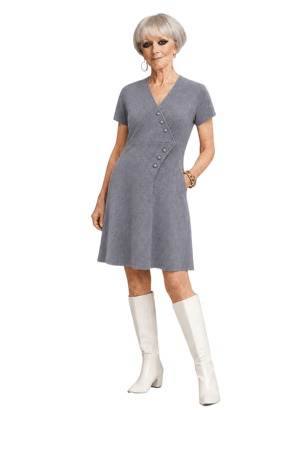 1960s Lavender Synthetic Blend Dress - Model