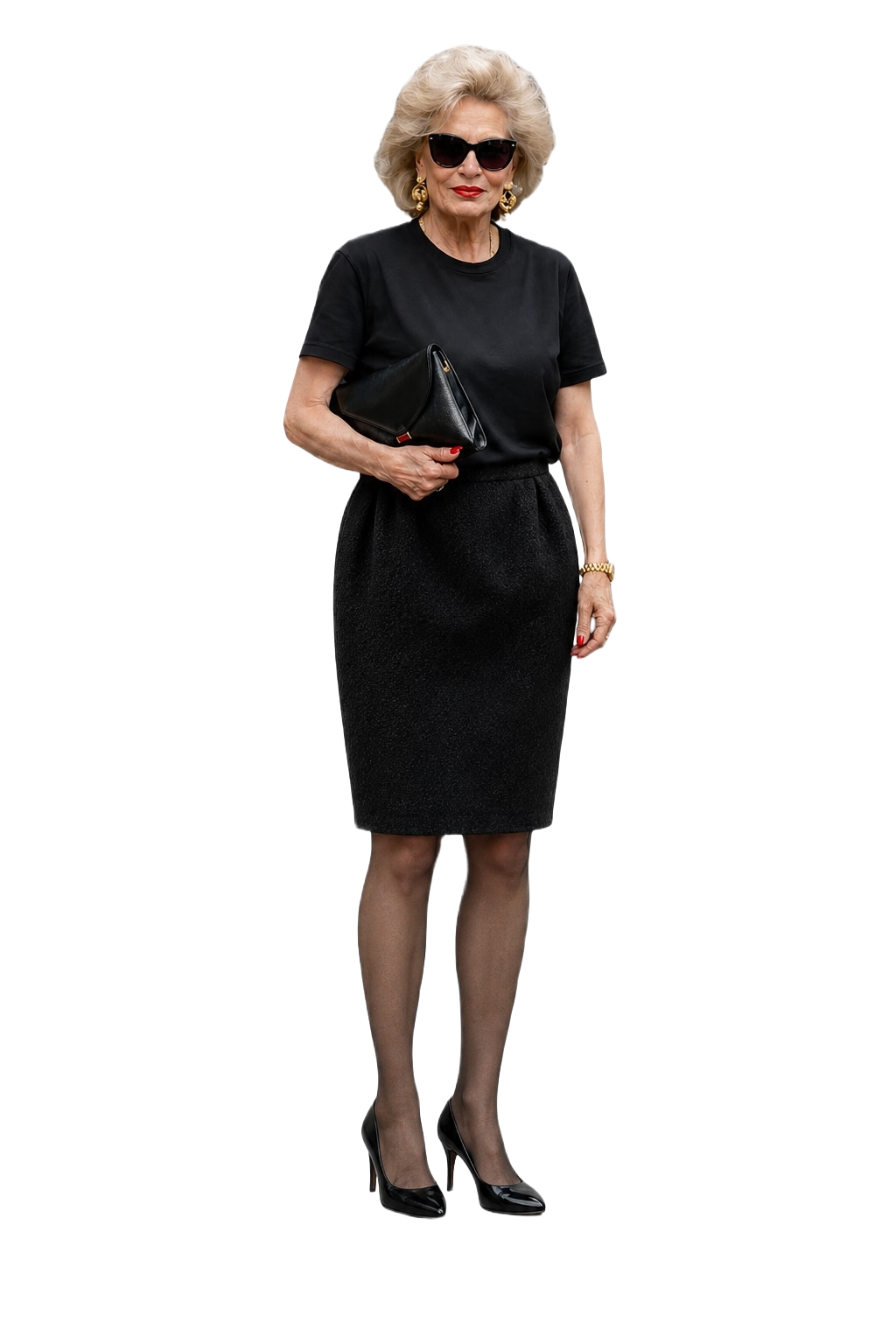 1980s Black Wool Skirt - Model