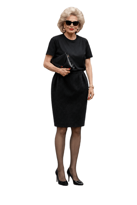 1980s Black Wool Skirt - Model