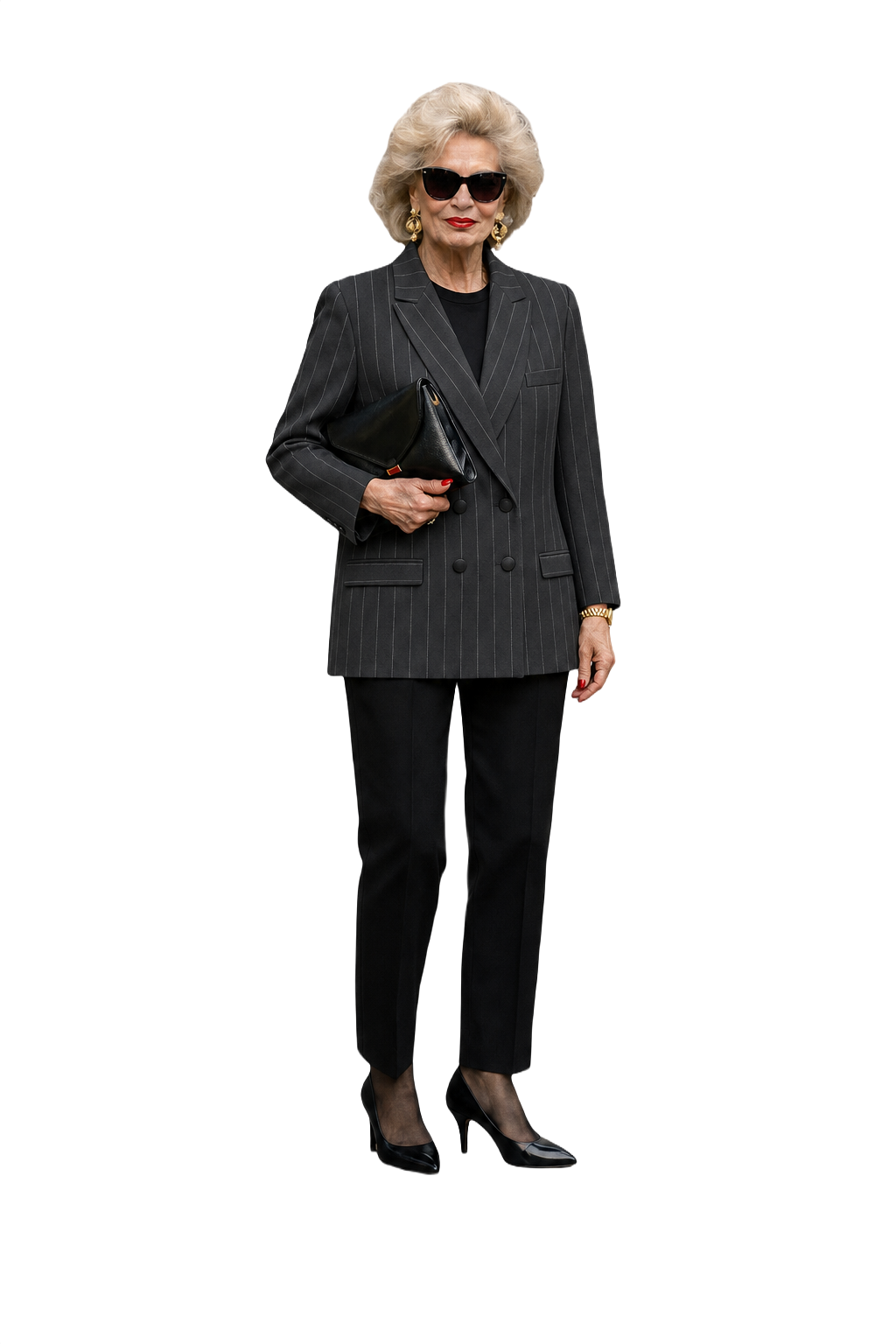 1980s Black Wool Blend Blazer - Model