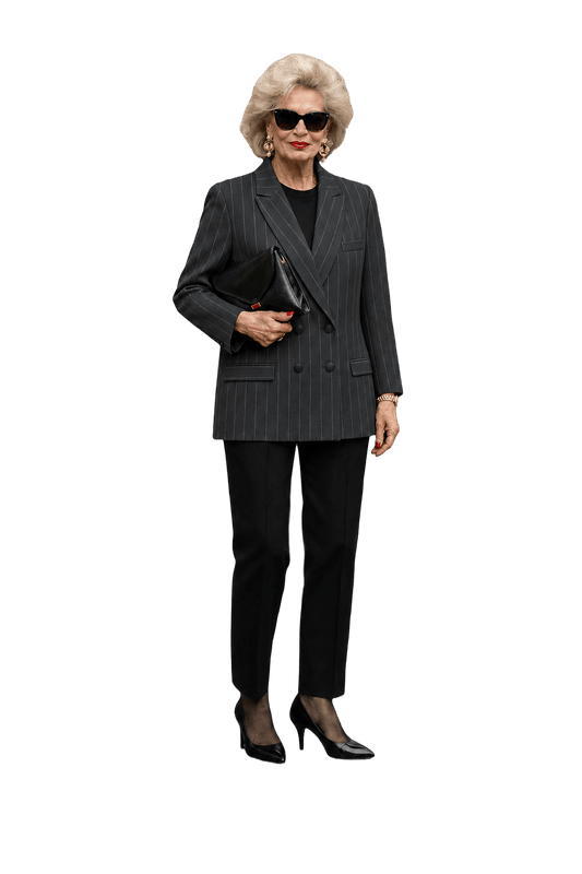 1980s Black Wool Blend Blazer - Model