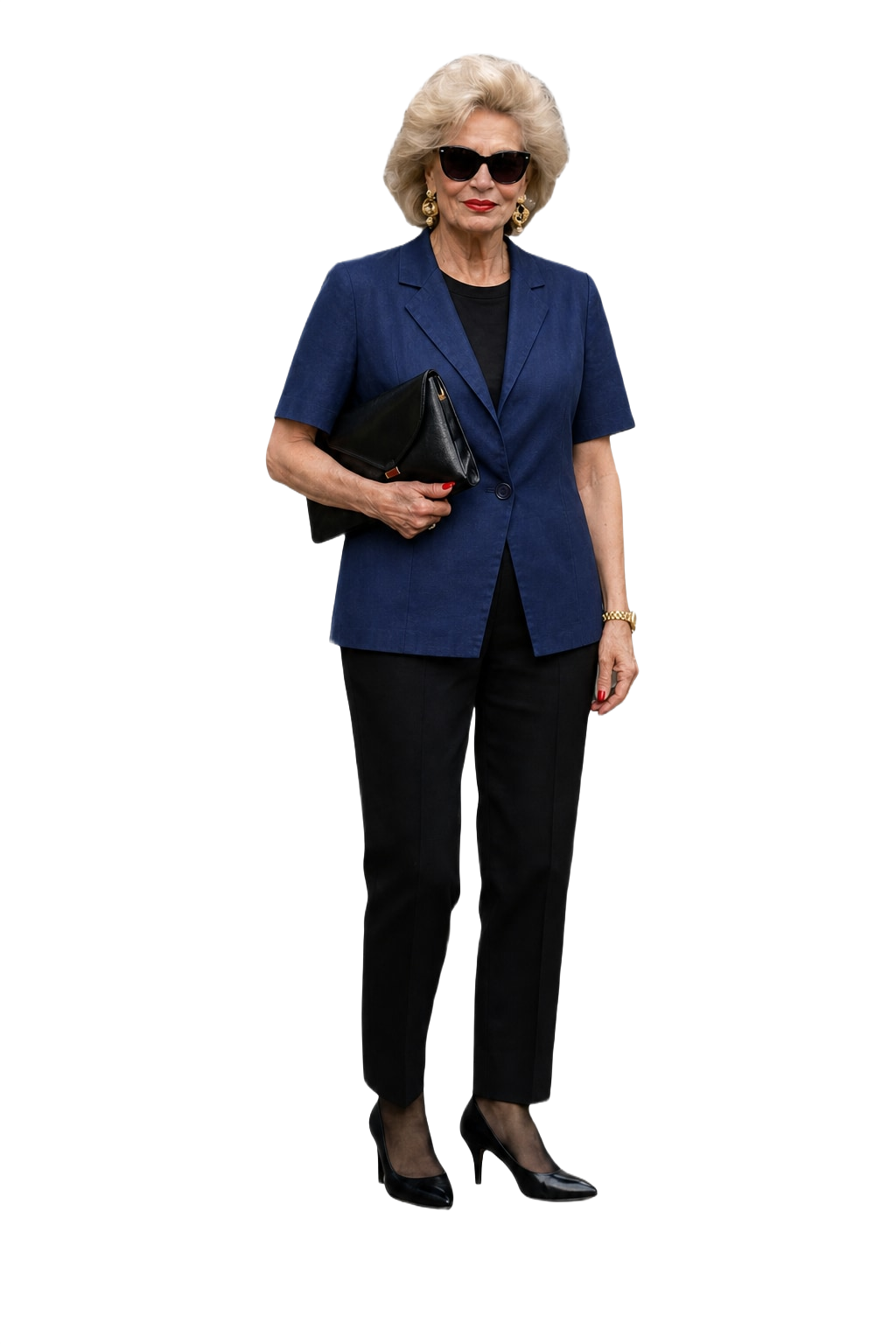 1980s Navy Blue Linen Blazer - Model