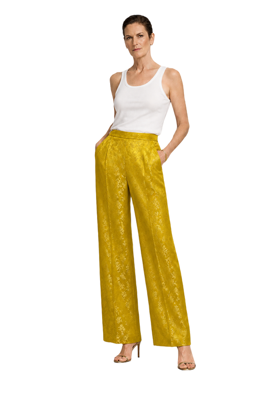 1990s Yellow Polyester Blend Pants - Model