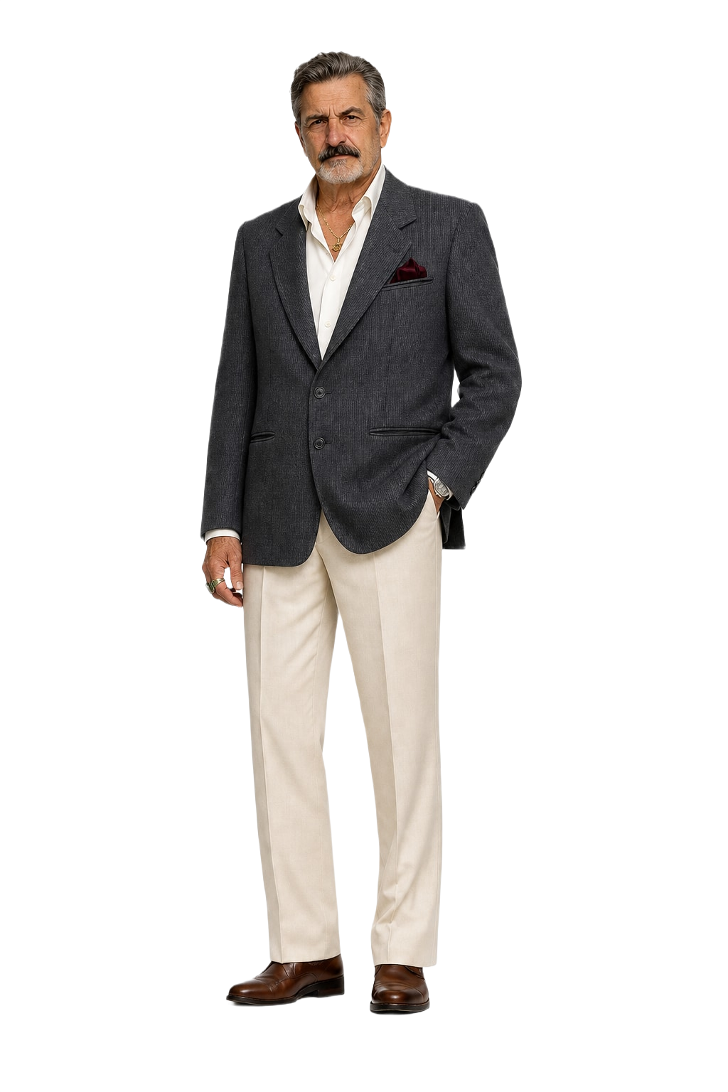 1990s Dark Gray Wool Blend Blazer - Model