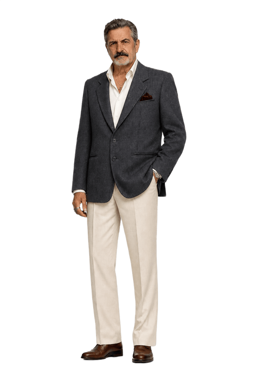 1990s Dark Gray Wool Blend Blazer - Model