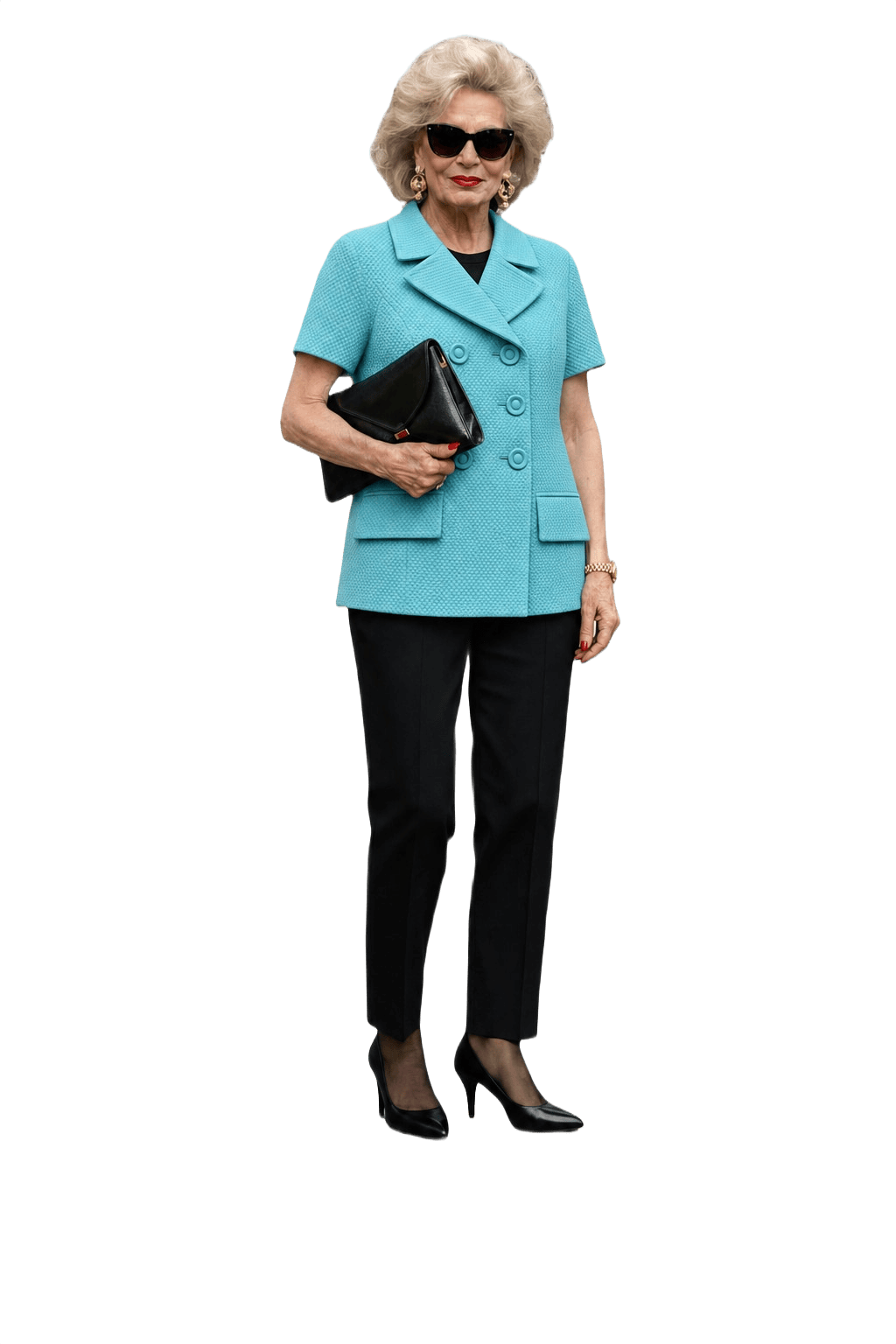 1980s Turquoise Cotton Blend Jacket - Model