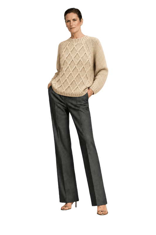 1990s Cream Wool Sweater - Model