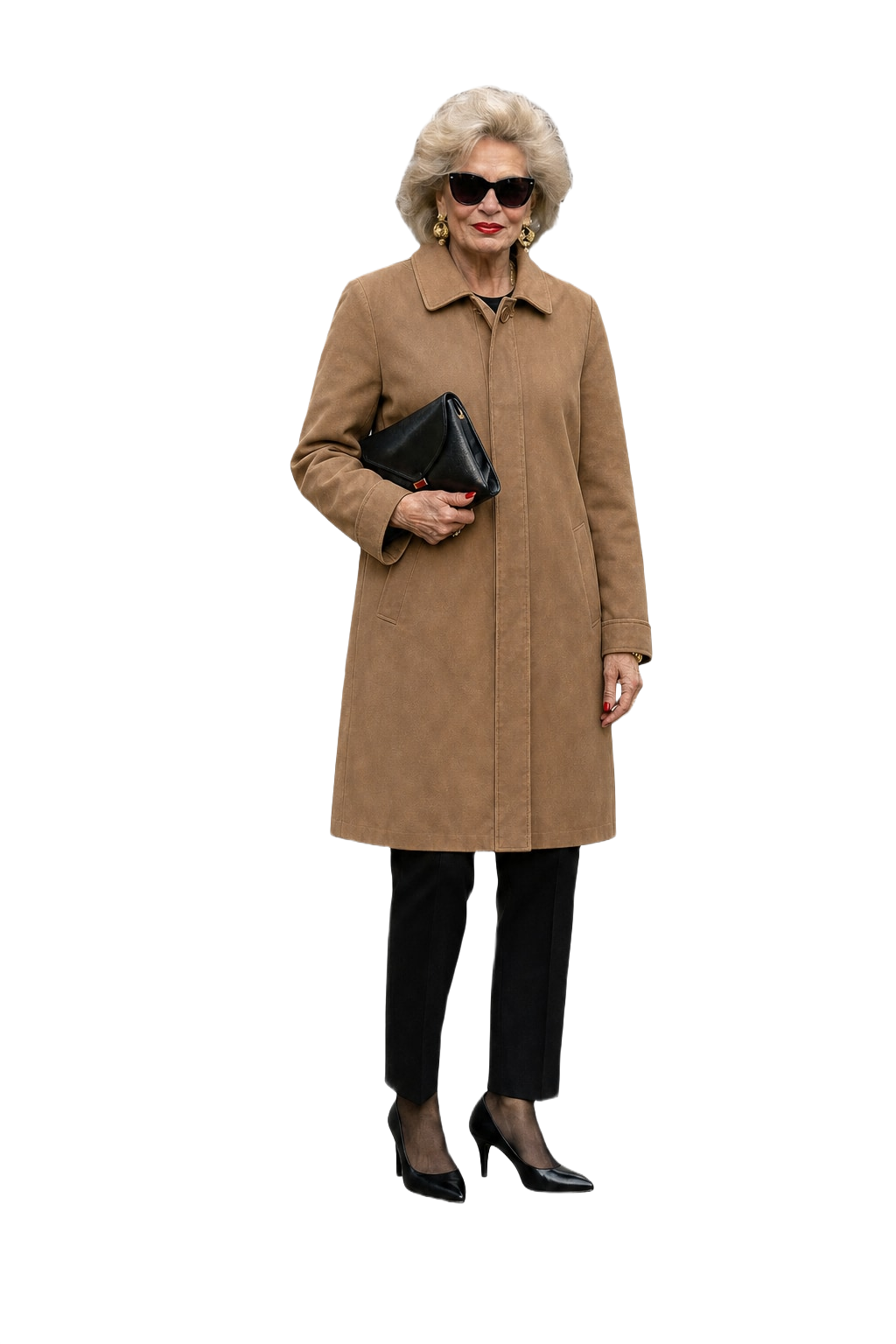 1980s Tan Cotton Blend Trench Coat - Model