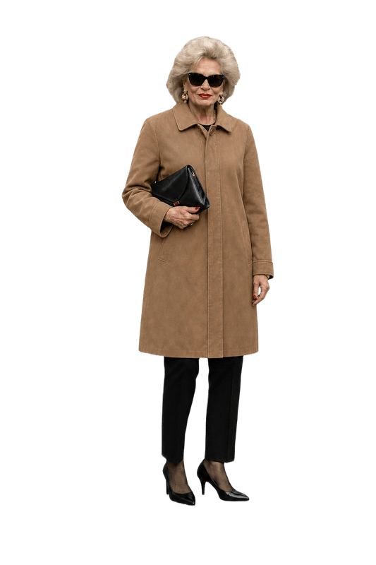 1980s Tan Cotton Blend Trench Coat - Model