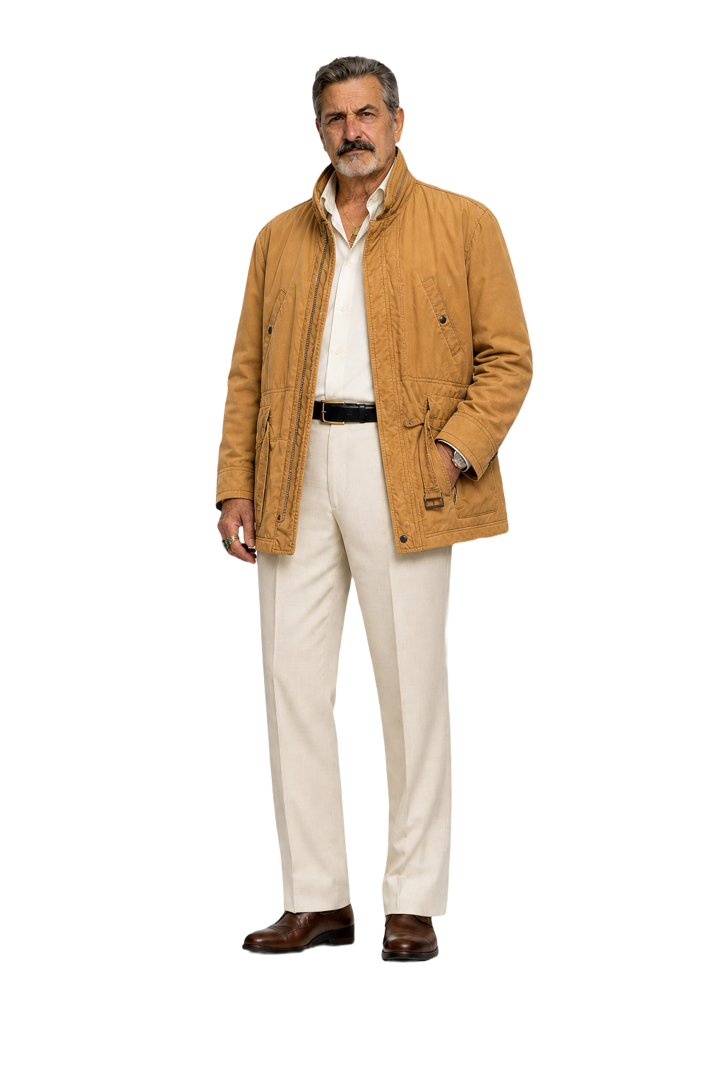 1980s Camel Brown Cotton Blend Jacket - Model