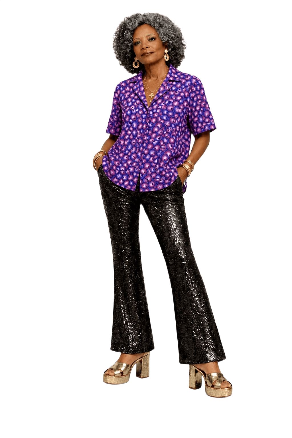 1980s Purple Silk Shirt - Model