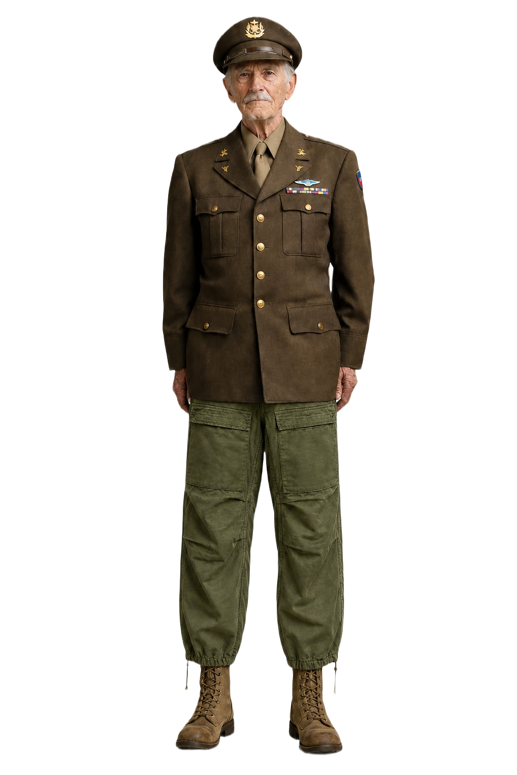 1970s Olive Green Cotton Trousers - Model