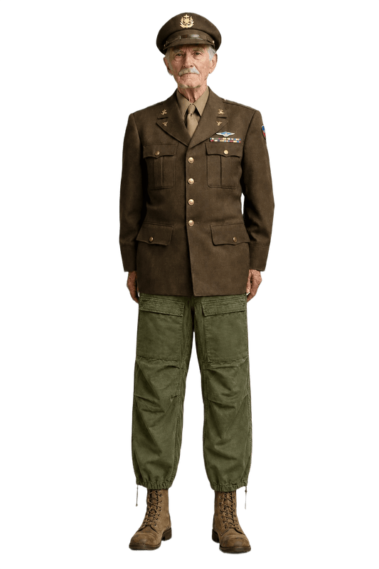 1970s Olive Green Cotton Trousers - Model