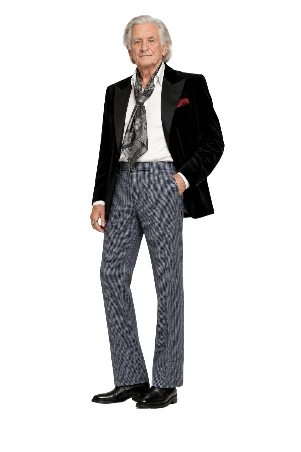 1980s Navy Blue Wool Blend Trousers - Model