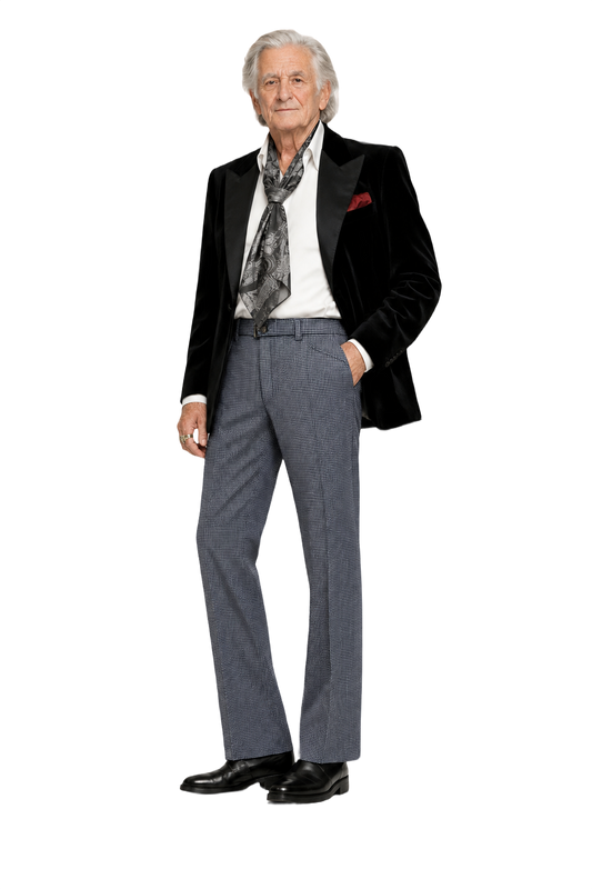 1980s Navy Blue Wool Blend Trousers - Model