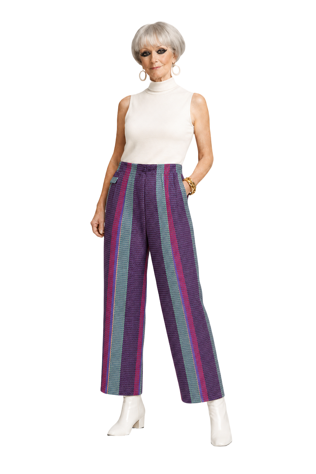 1960s Purple Red Cotton Trousers - Model