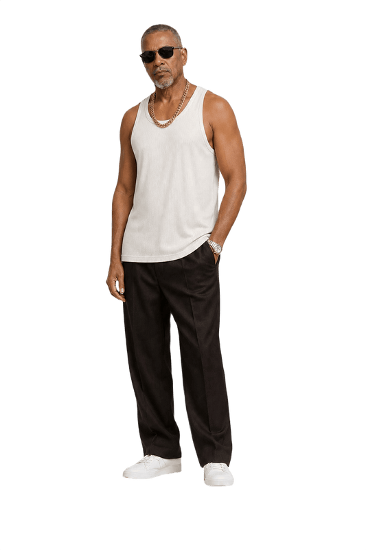 1990s White Cotton Tank Top - Model