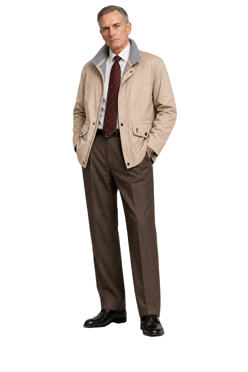 1960s Beige Polyester Jacket - Model