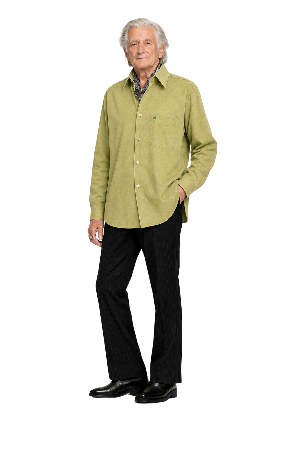 1980s Light Green Cotton Blend Shirt - Model