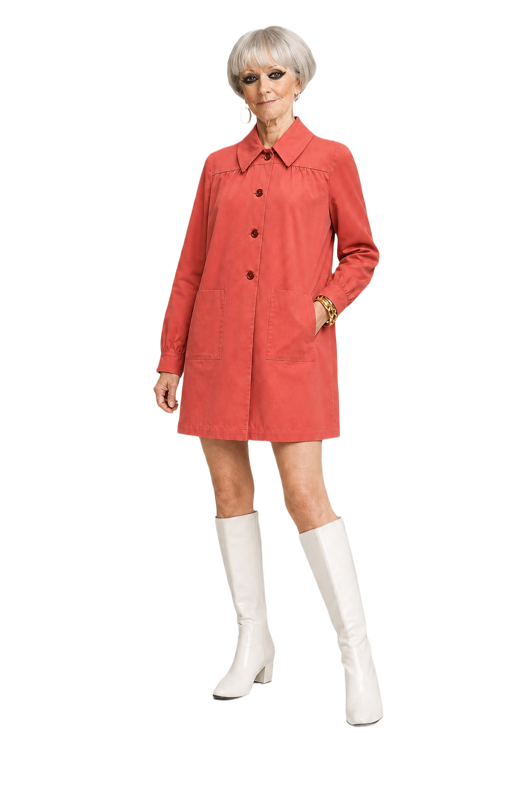 1960s Coral Cotton Coat - Model