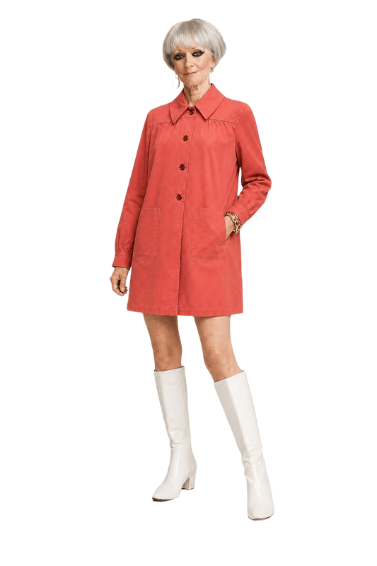1960s Coral Cotton Coat - Model