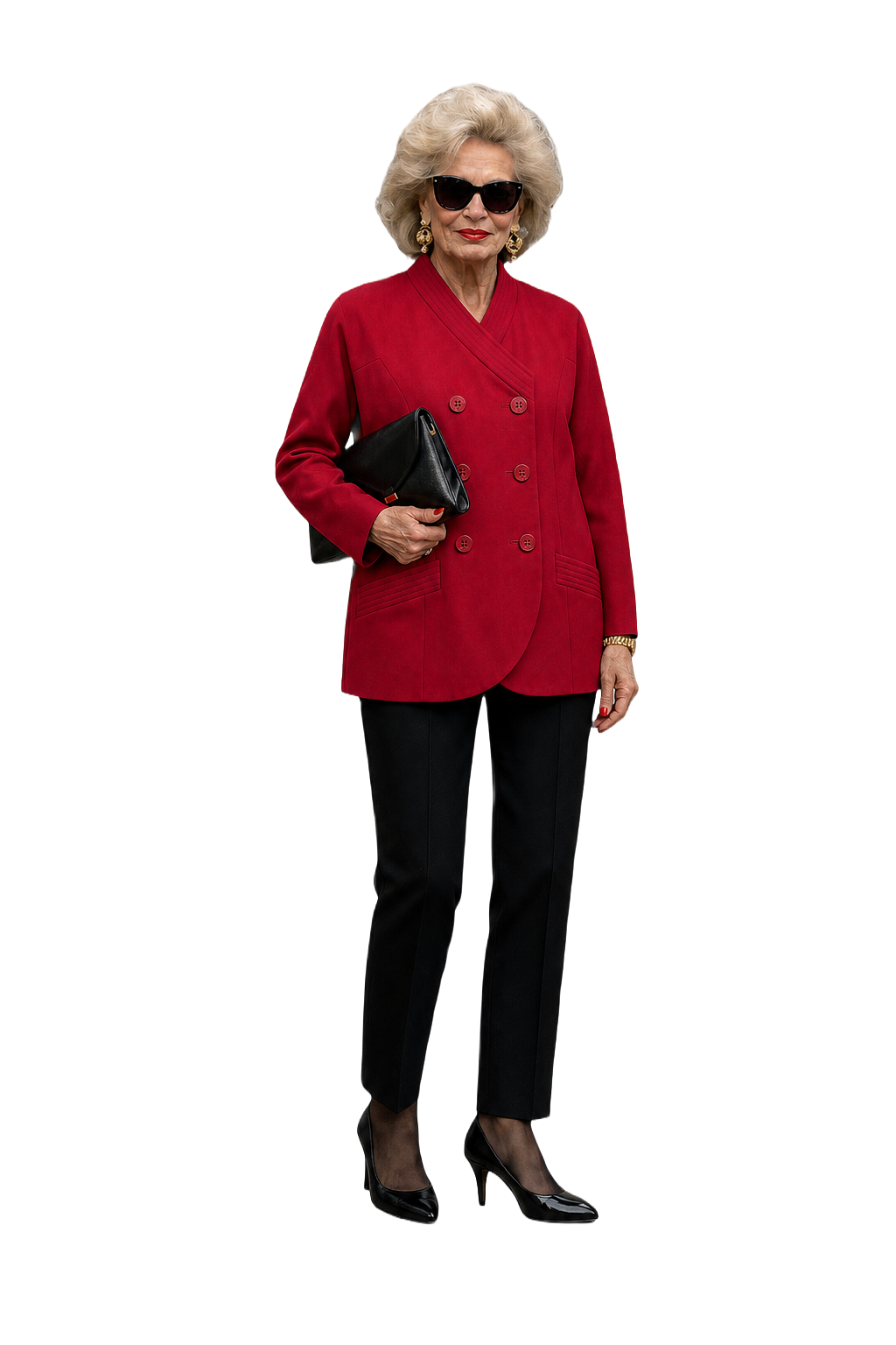 1980s Red Wool Blend Blazer - Model