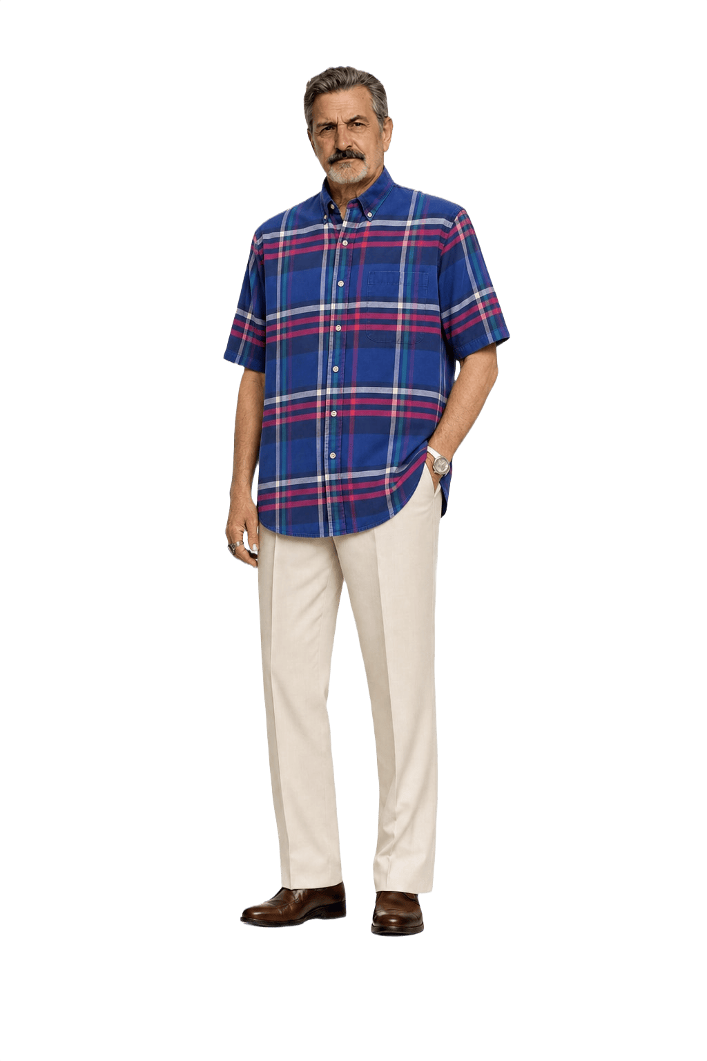 1980s Blue Cotton Shirt - Model