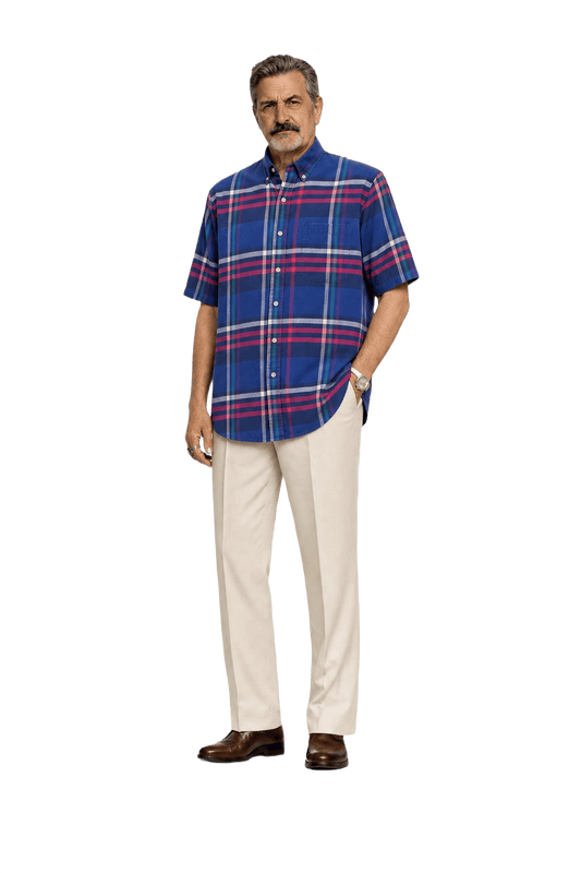 1980s Blue Cotton Shirt - Model