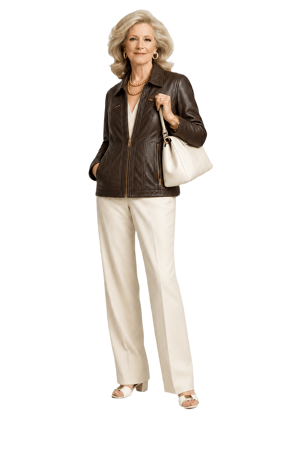 1970s Brown Leather Jacket - Model