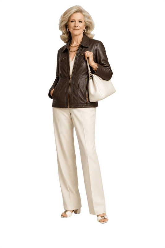 1970s Brown Leather Jacket - Model