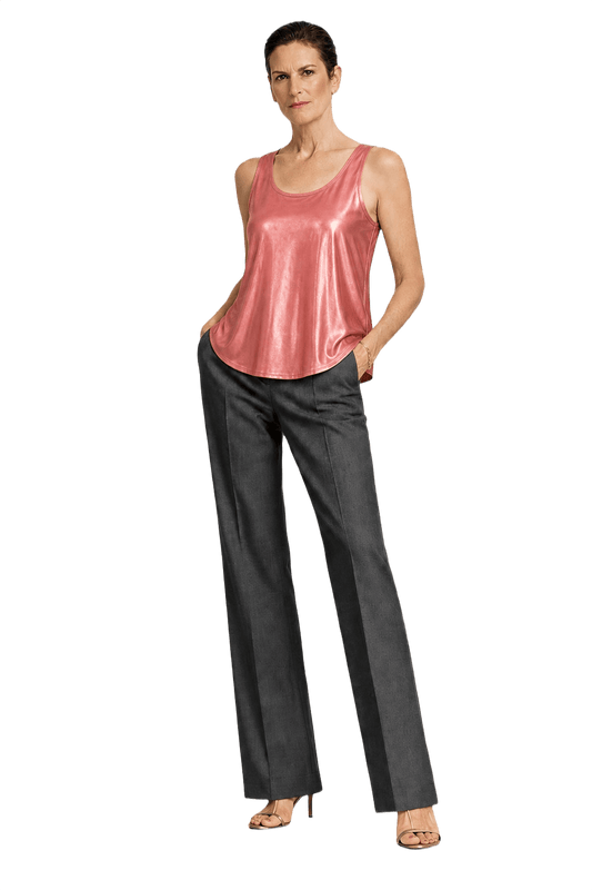 1990s Shiny Pink Polyester Tank Top - Model