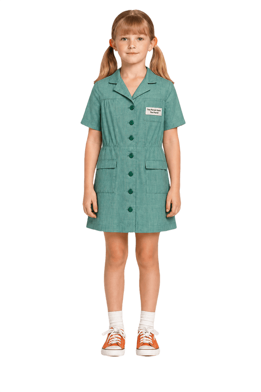1970s Light Green Cotton Dress - Model